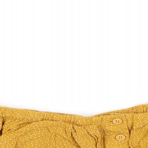 Topshop Womens Yellow Polka Dot Viscose Cropped Blouse Size 10 Off the Shoulder