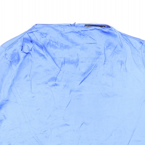 Marks and Spencer Womens Blue Viscose Basic Blouse Size 18 Mock Neck