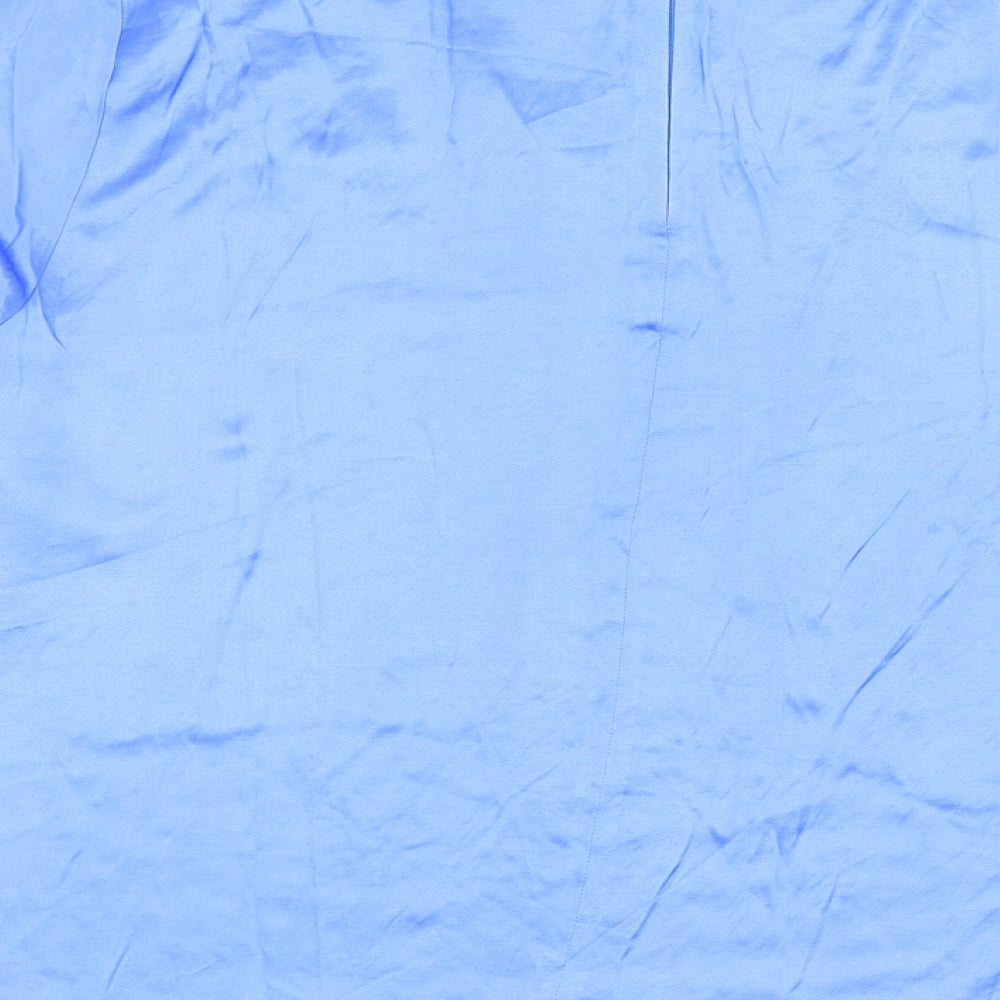 Marks and Spencer Womens Blue Viscose Basic Blouse Size 18 Mock Neck