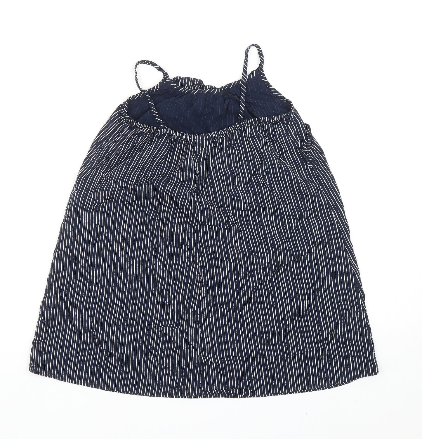 NEXT Girls Blue Striped Viscose Tank Dress Size 7 Years Scoop Neck Pullover