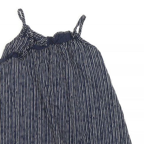 NEXT Girls Blue Striped Viscose Tank Dress Size 7 Years Scoop Neck Pullover
