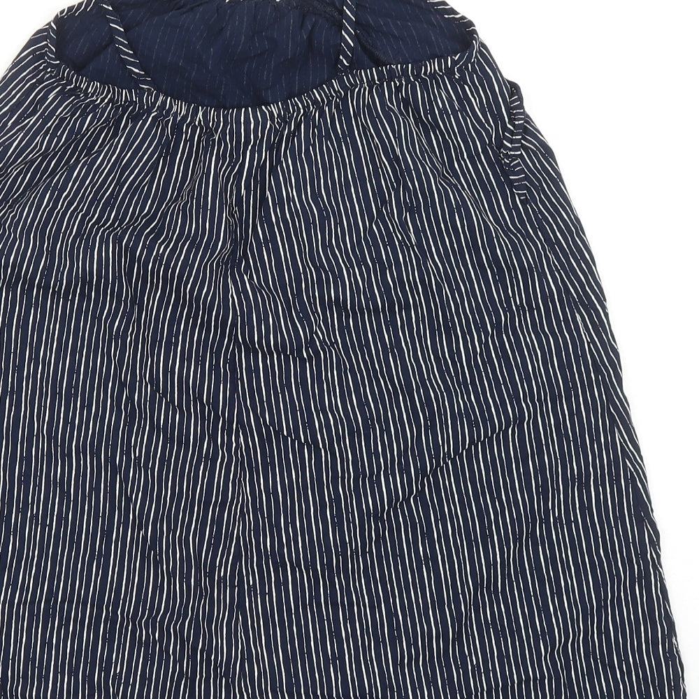 NEXT Girls Blue Striped Viscose Tank Dress Size 7 Years Scoop Neck Pullover