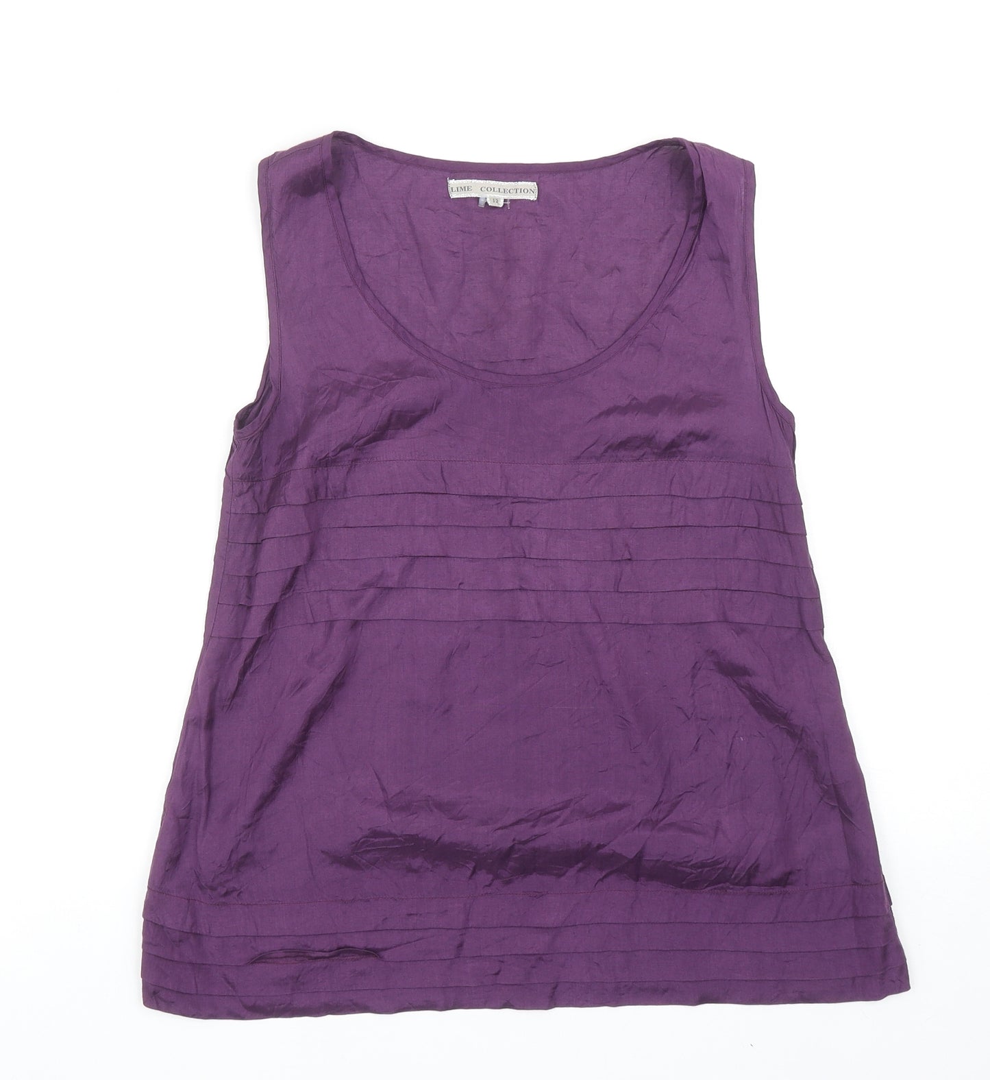 Lime Collection Womens Purple Viscose Basic Tank Size 12 Scoop Neck