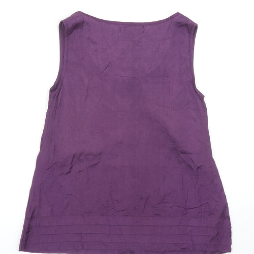 Lime Collection Womens Purple Viscose Basic Tank Size 12 Scoop Neck
