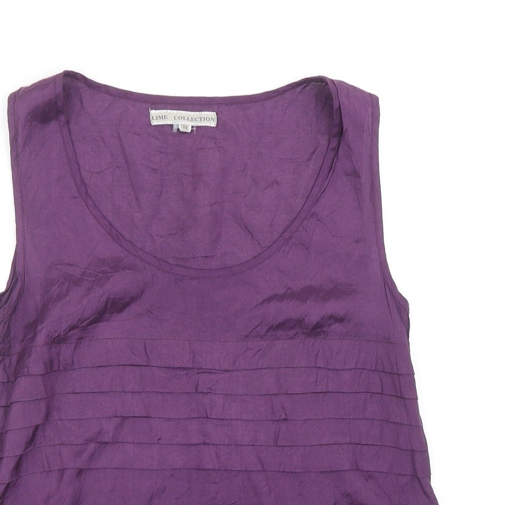 Lime Collection Womens Purple Viscose Basic Tank Size 12 Scoop Neck