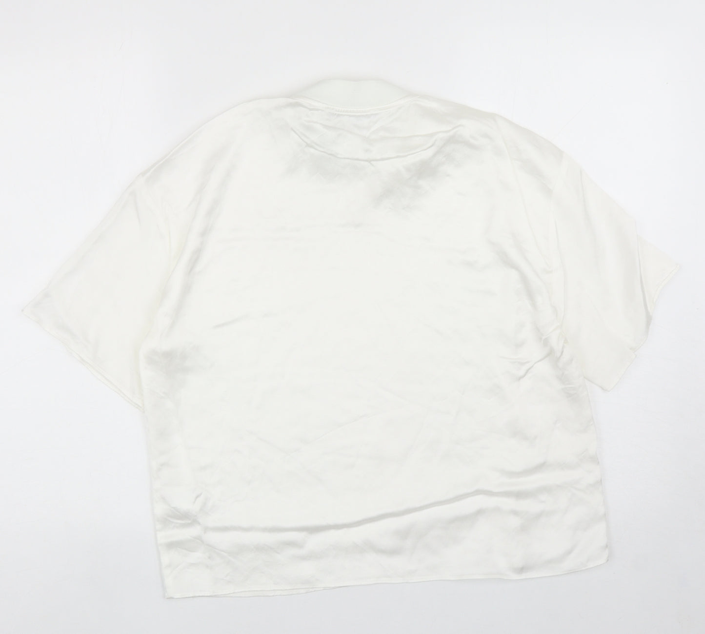 Zara Womens White Viscose Basic Blouse Size S Mock Neck