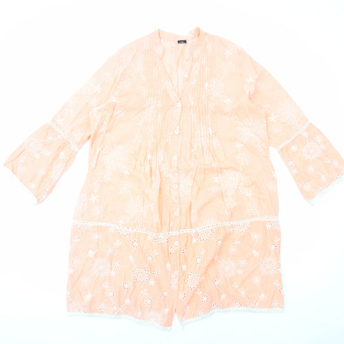 Preworn Womens Pink Cotton Shift Size L V-Neck Button