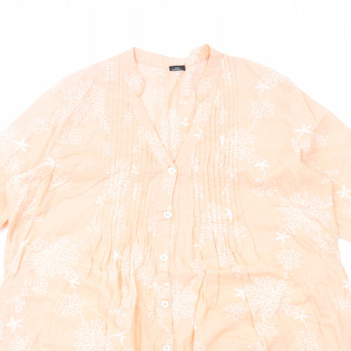 Preworn Womens Pink Cotton Shift Size L V-Neck Button