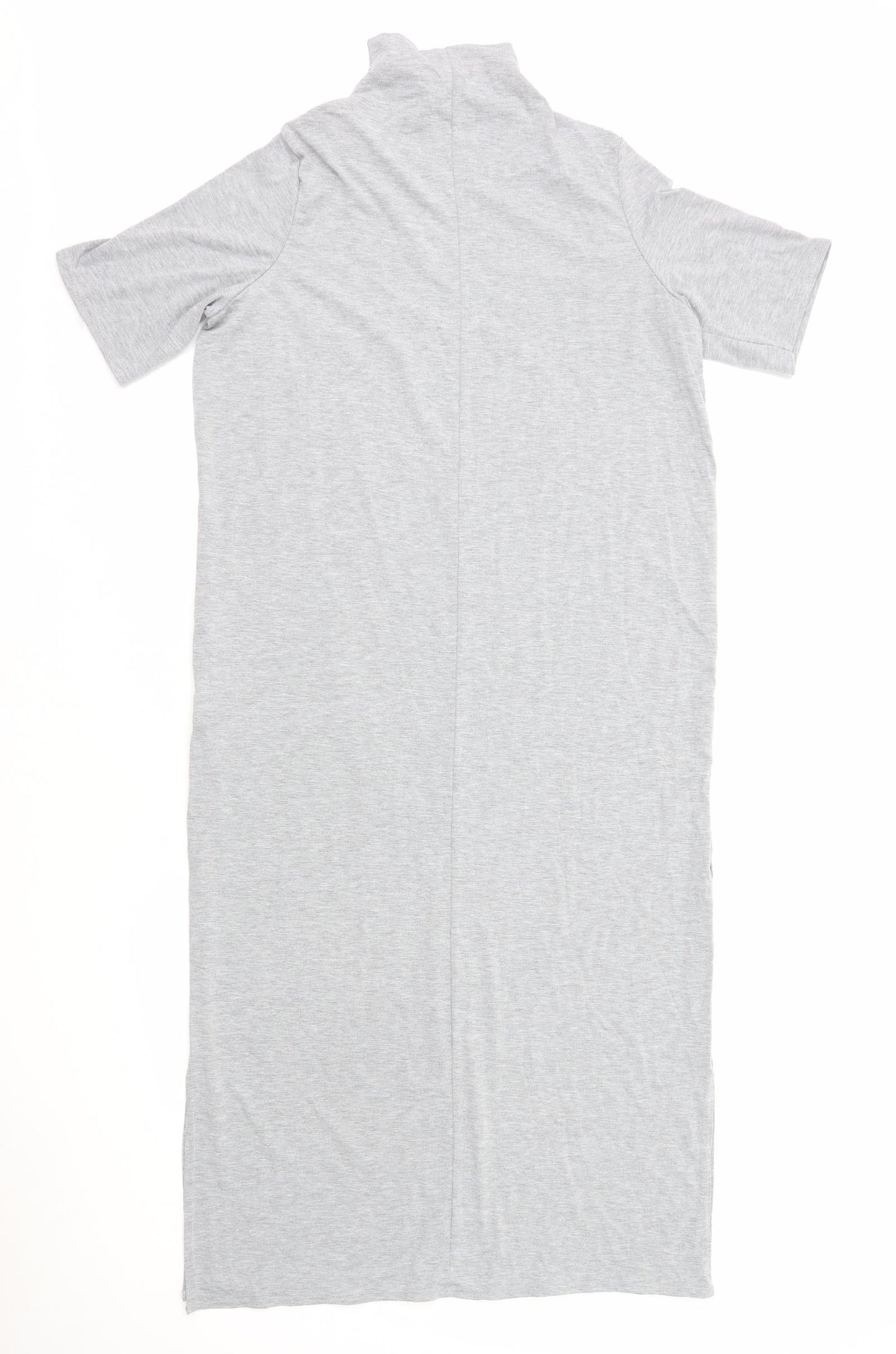 Nasty Gal Womens Grey Viscose T-Shirt Dress Size 12 Mock Neck Pullover