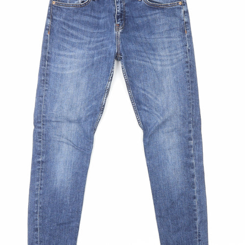 Zara Womens Blue Cotton Skinny Jeans Size 8 L27 in Regular Zip