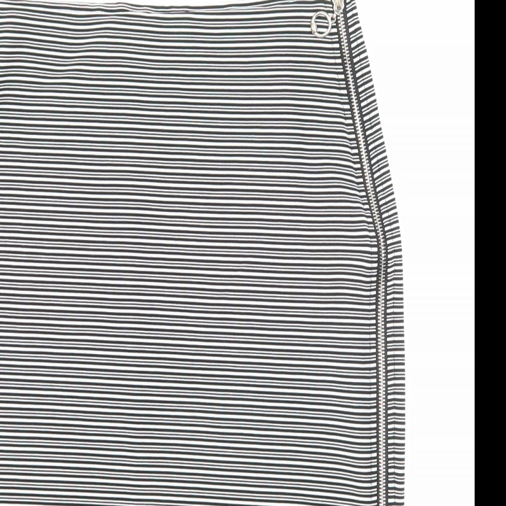 Atmosphere Womens Black Striped Polyester Straight & Pencil Skirt Size 10 Zip