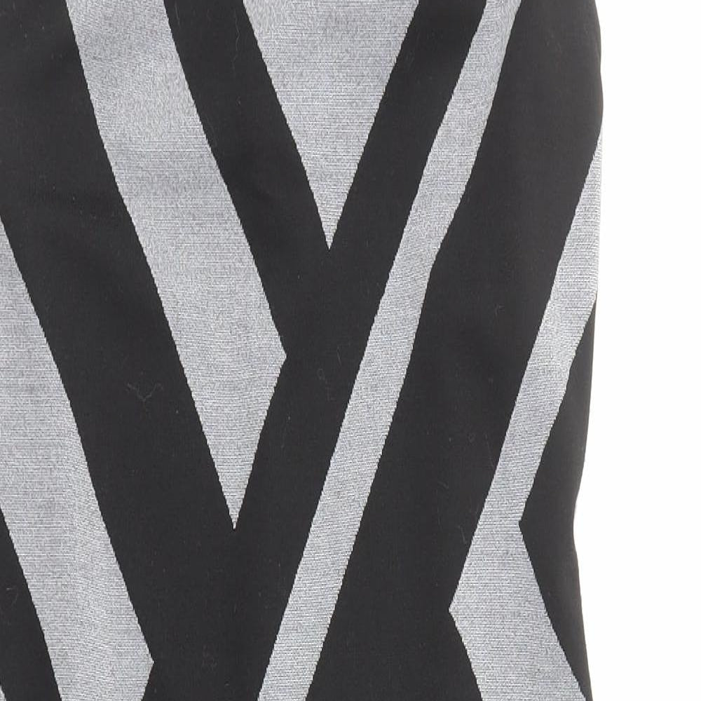 Principles Womens Black Geometric Polyester A-Line Size 12 Mock Neck Zip