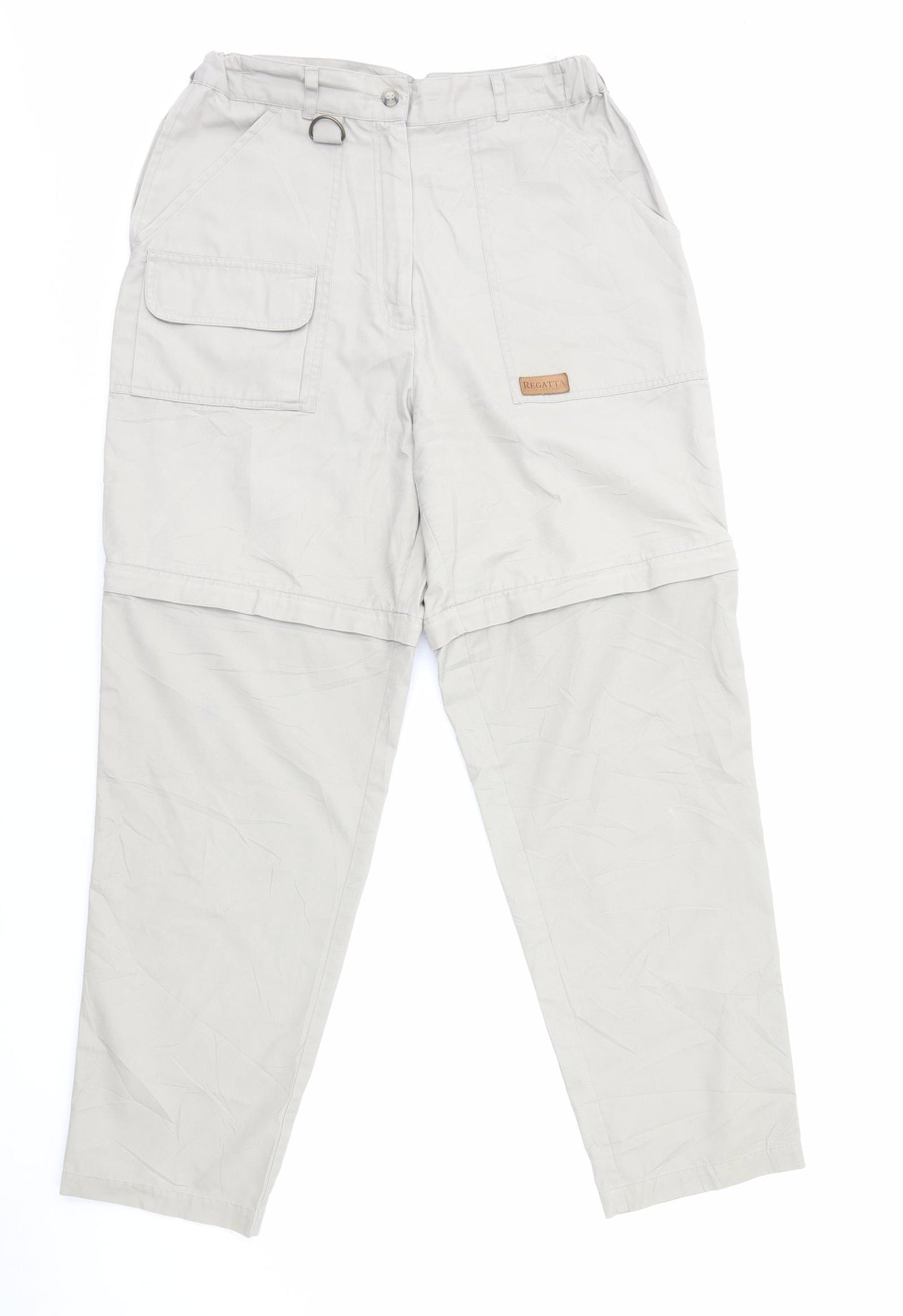 Regatta Womens Beige Polyester Rain Trousers Trousers Size 12 L29 in Regular Zip