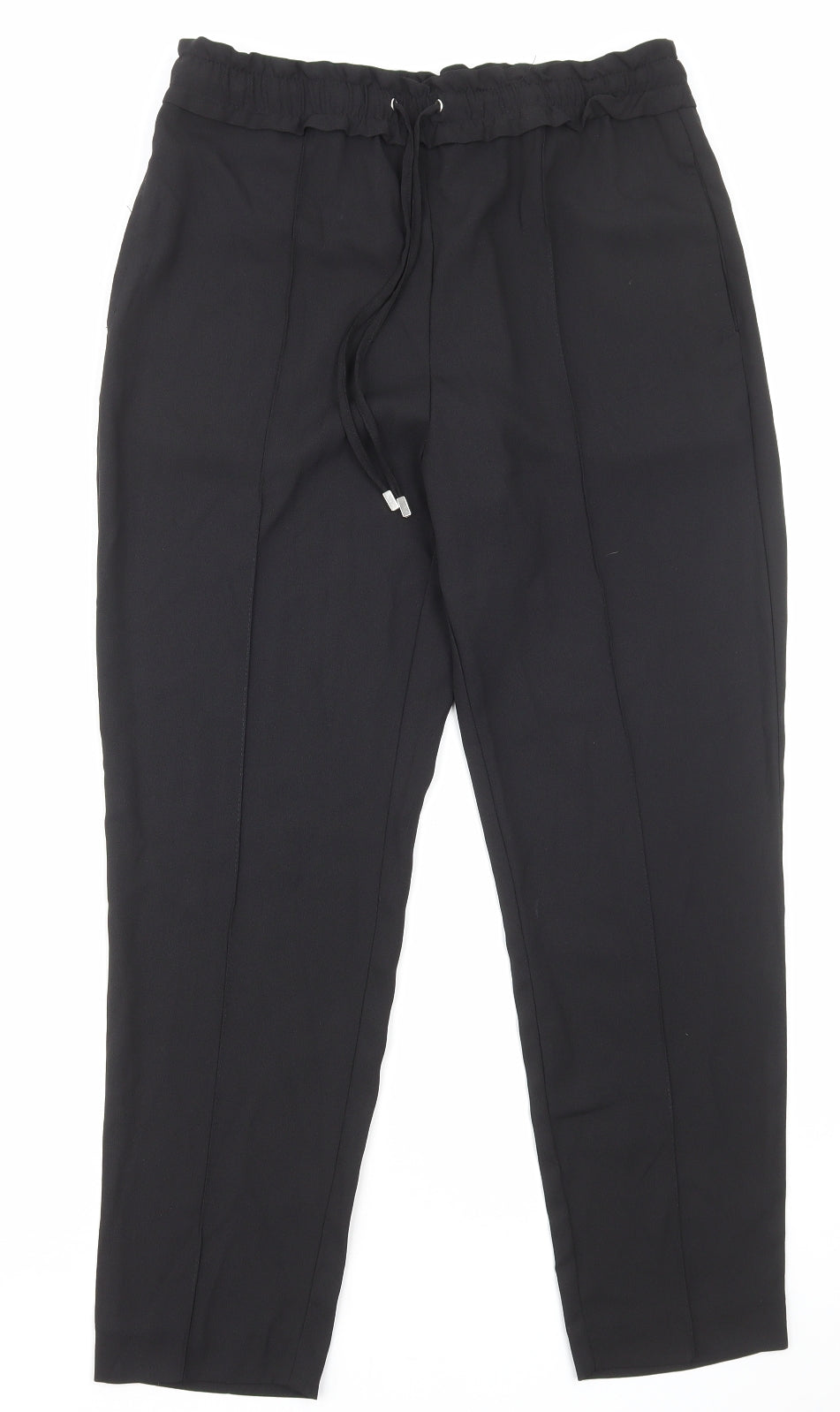 Zara Womens Black Polyester Dress Pants Trousers Size S L25 in Regular Drawstring