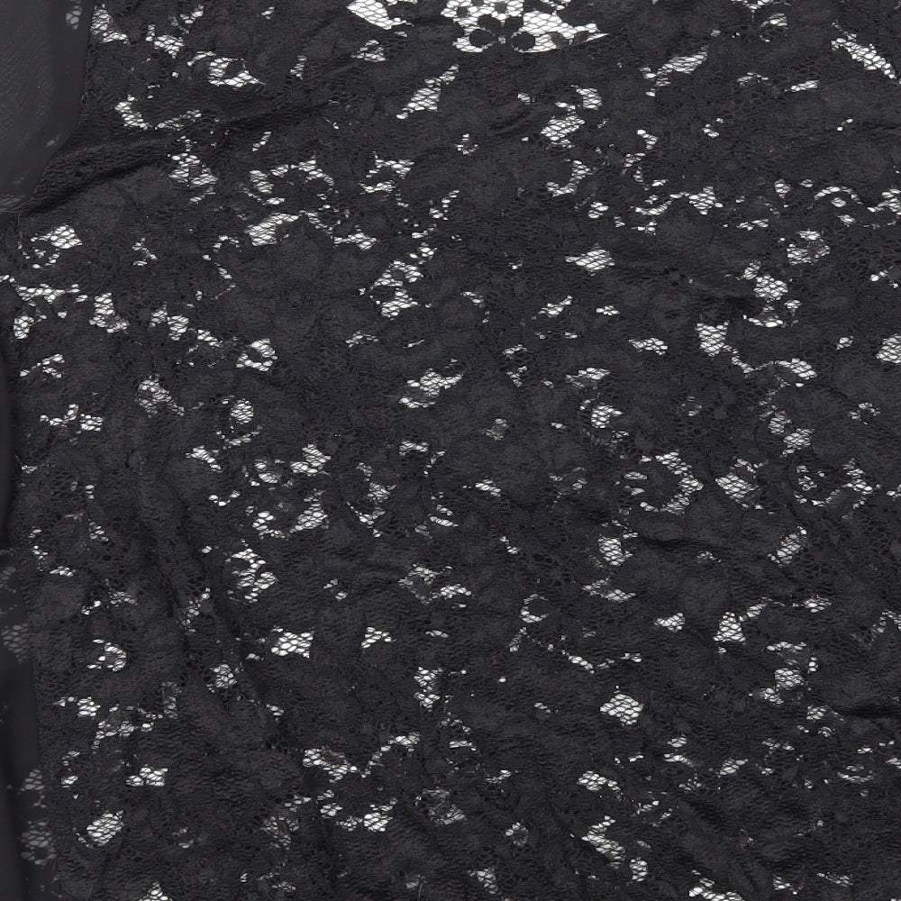 Jenny Lloyd Womens Black Floral Polyester Basic Blouse Size 16 Round Neck
