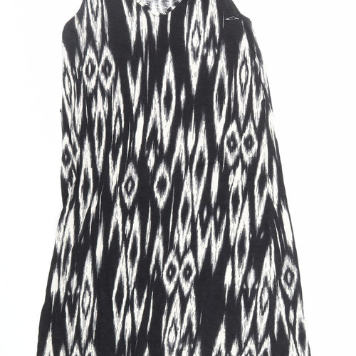 H&M Womens Black Geometric Polyester A-Line Size XS V-Neck Pullover