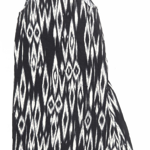 H&M Womens Black Geometric Polyester A-Line Size XS V-Neck Pullover