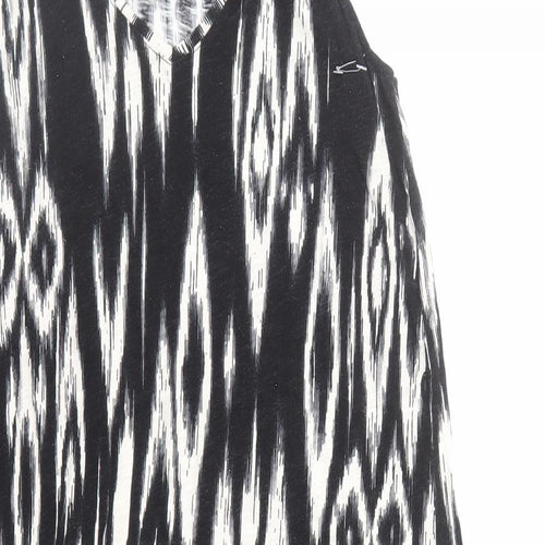 H&M Womens Black Geometric Polyester A-Line Size XS V-Neck Pullover