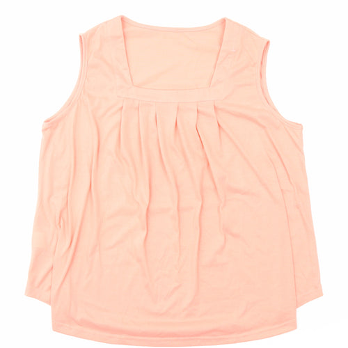 Preworn Womens Orange Polyester Basic Tank Size XL Square Neck