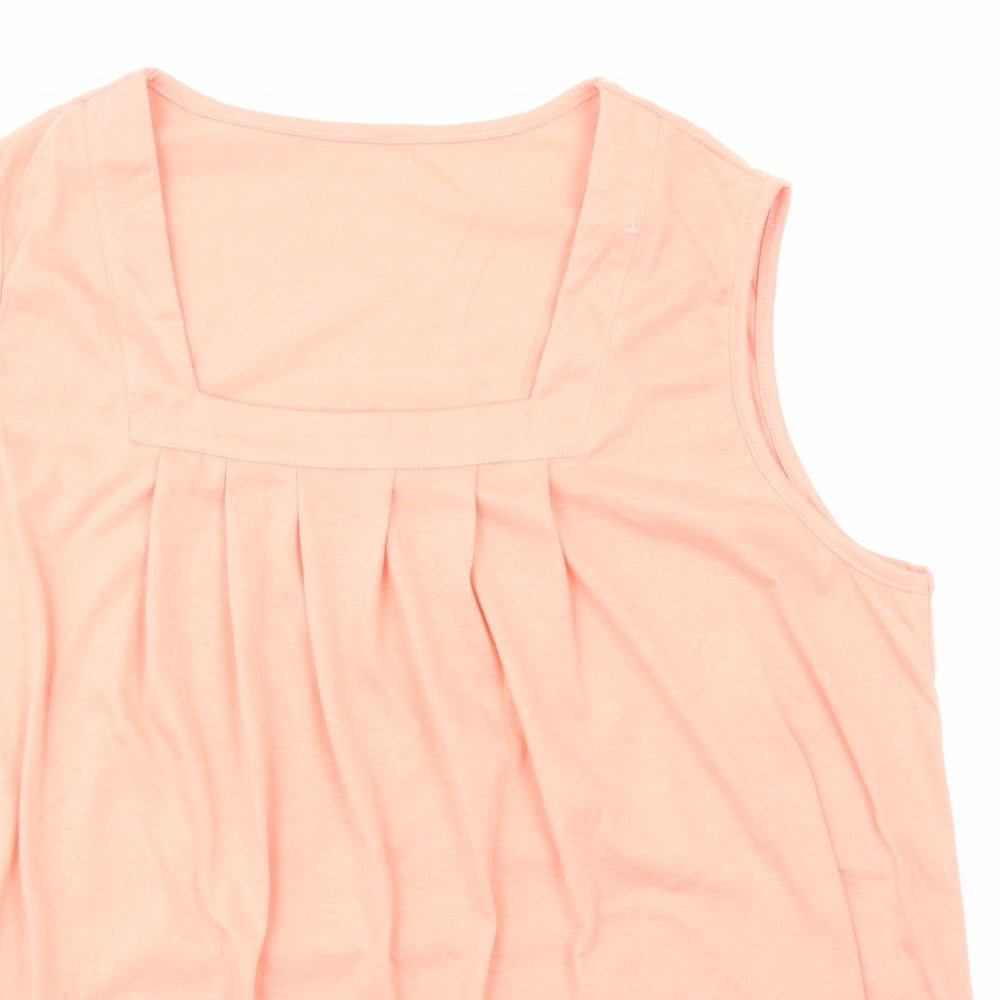 Preworn Womens Orange Polyester Basic Tank Size XL Square Neck