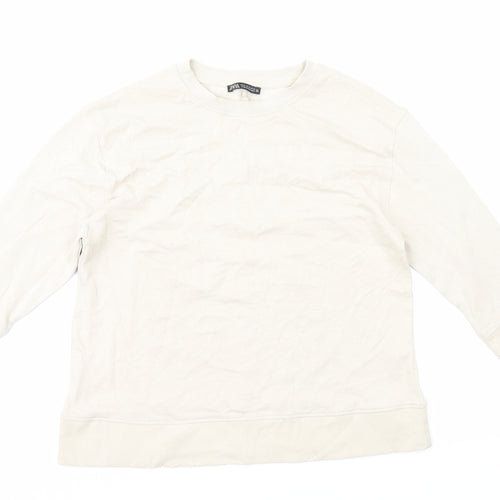 Zara Womens Beige Cotton Pullover Sweatshirt Size S Pullover