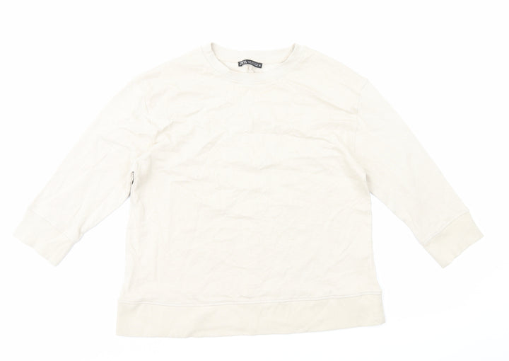 Zara Womens Beige Cotton Pullover Sweatshirt Size S Pullover