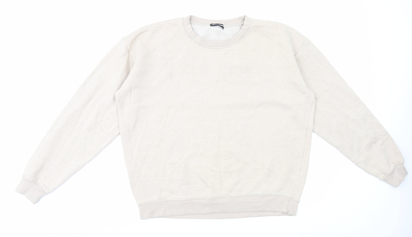 PRETTYLITTLETHING Womens Beige Cotton Pullover Sweatshirt Size L Pullover