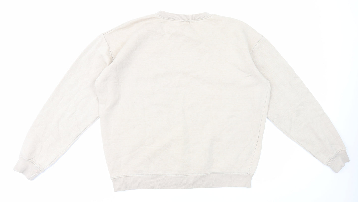 PRETTYLITTLETHING Womens Beige Cotton Pullover Sweatshirt Size L Pullover