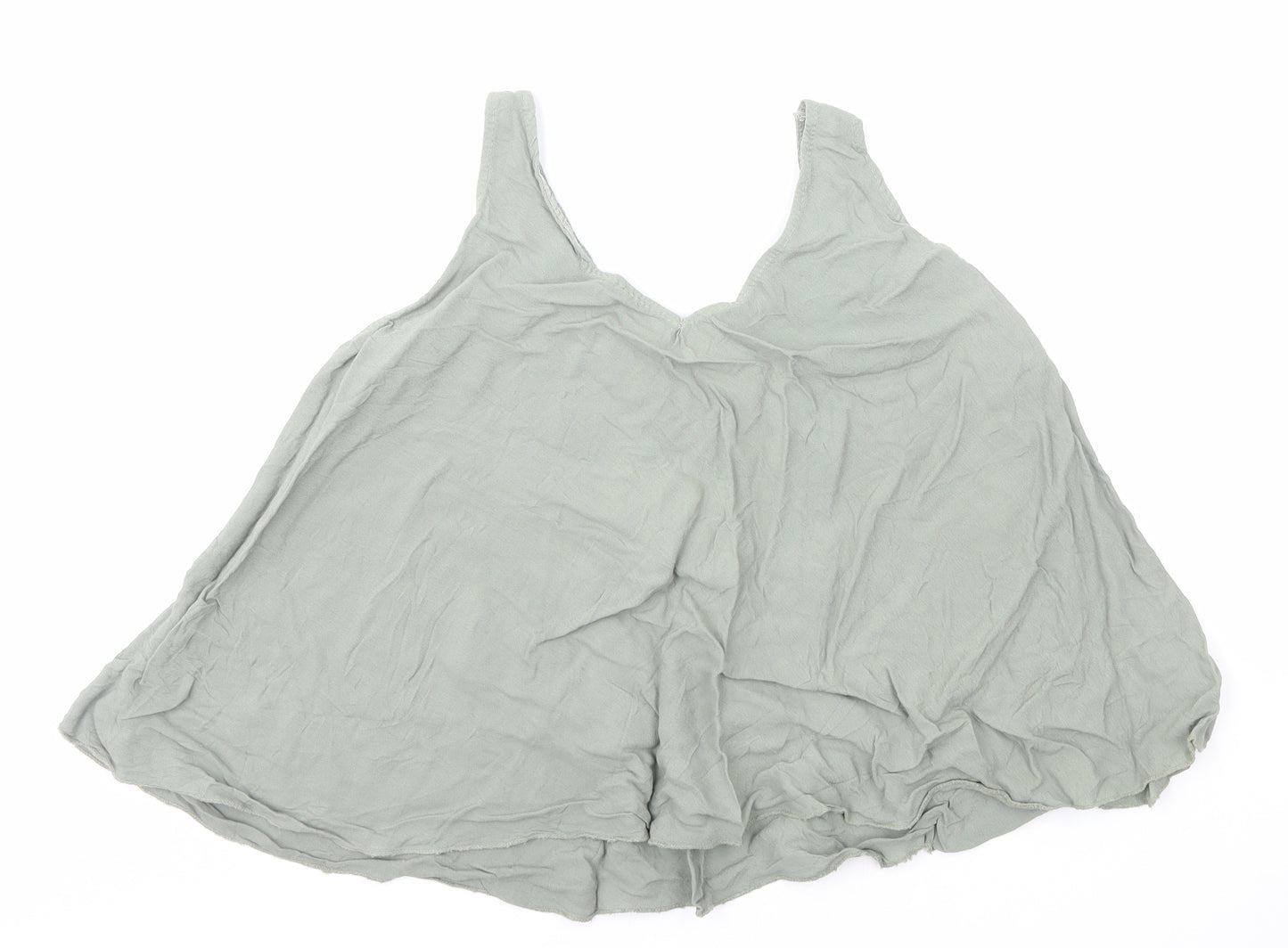 Preworn Womens Green Polyester Basic Tank Size 12 V-Neck