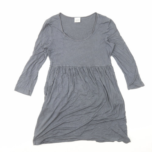 NEXT Womens Grey Viscose Skater Dress Size 10 Scoop Neck Pullover