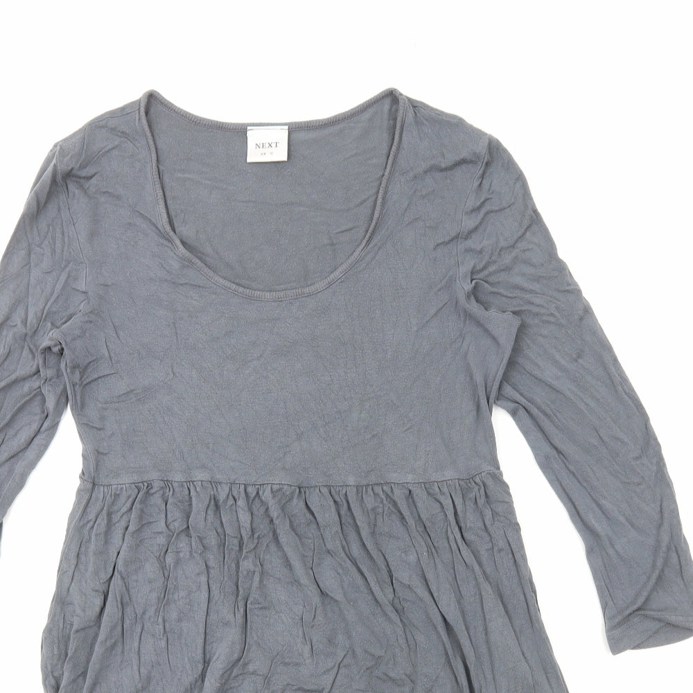 NEXT Womens Grey Viscose Skater Dress Size 10 Scoop Neck Pullover