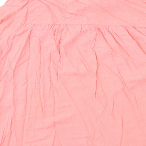 Marks and Spencer Womens Pink Viscose Basic Blouse Size 24 Round Neck - Neck Tie