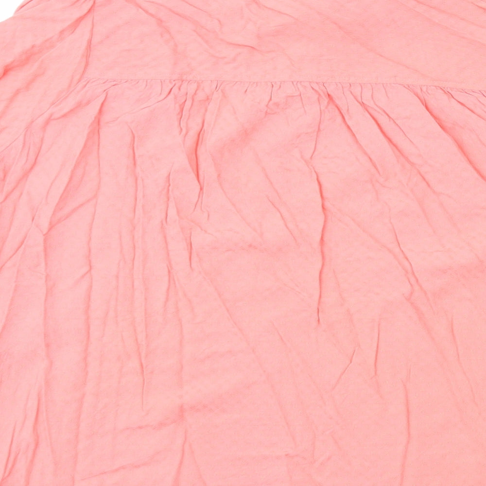 Marks and Spencer Womens Pink Viscose Basic Blouse Size 24 Round Neck - Neck Tie