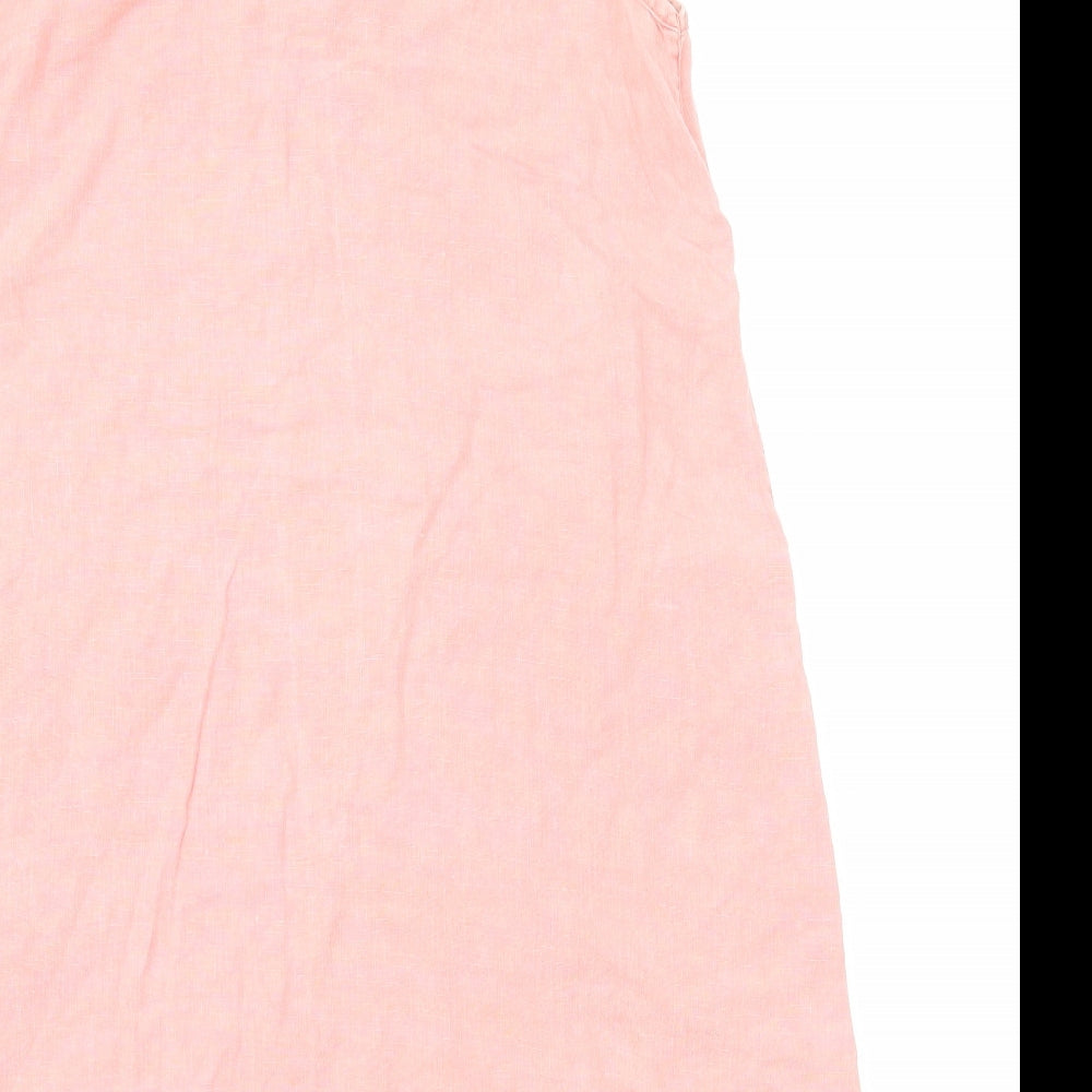 River Island Womens Pink Linen A-Line Size 8 Round Neck Pullover