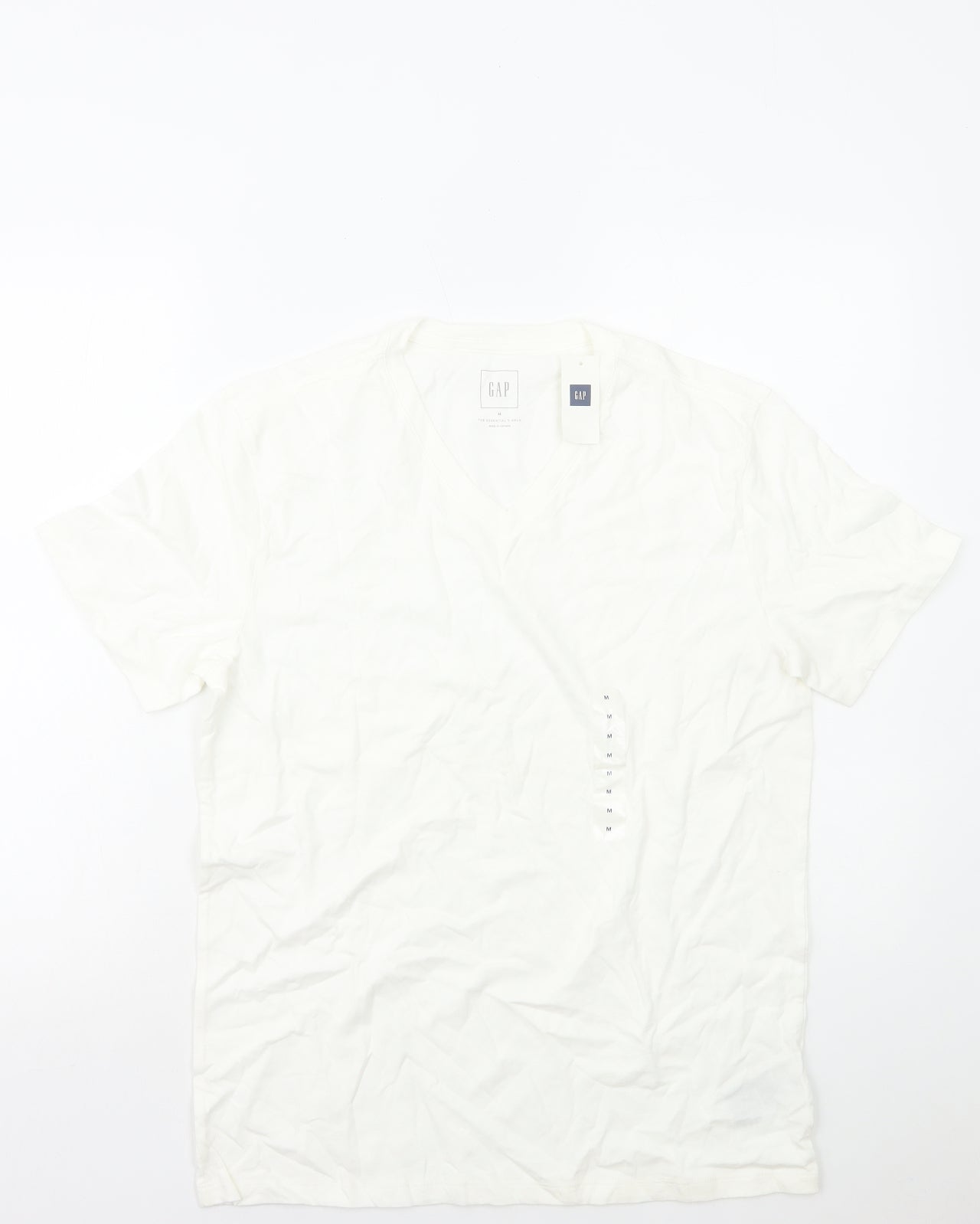 Gap Mens White Cotton T-Shirt Size M V-Neck