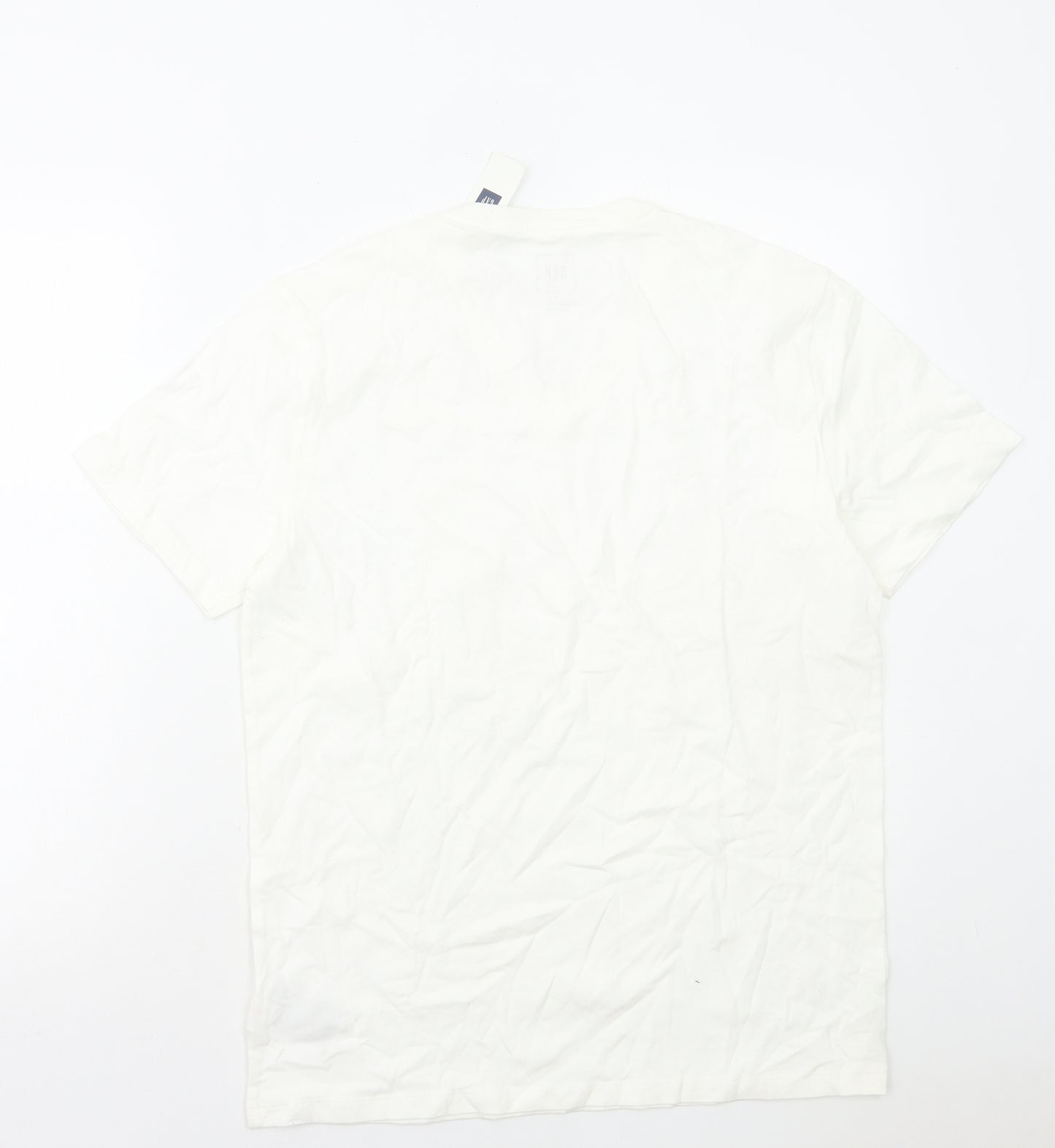 Gap Mens White Cotton T-Shirt Size M V-Neck