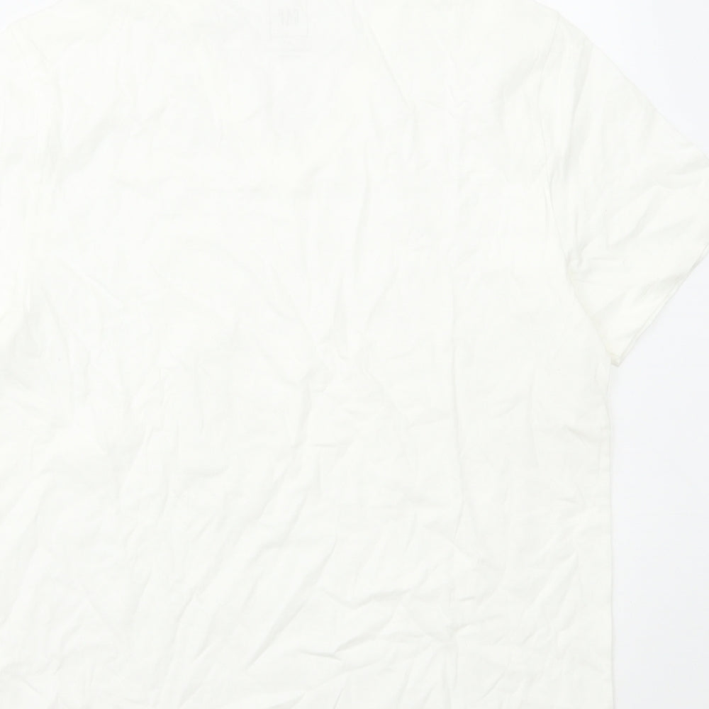 Gap Mens White Cotton T-Shirt Size M V-Neck