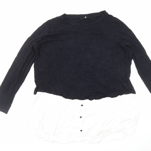 Very Womens Black Viscose Basic Blouse Size 18 Round Neck