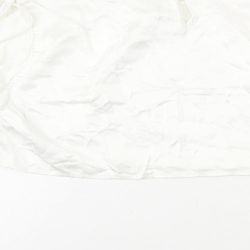 Bershka Womens White Polyester Cropped T-Shirt Size M Round Neck - Arm Cut Outs