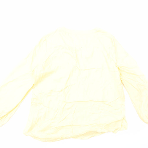 Marks and Spencer Womens Yellow Viscose Basic T-Shirt Size 14 V-Neck
