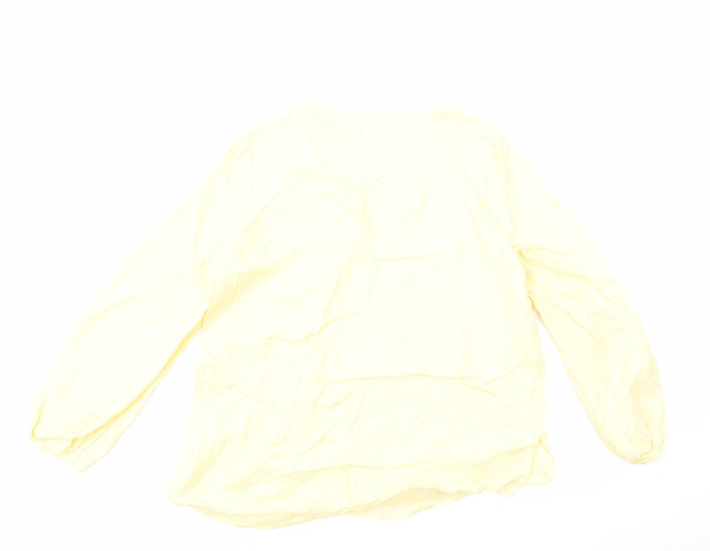 Marks and Spencer Womens Yellow Viscose Basic T-Shirt Size 14 V-Neck