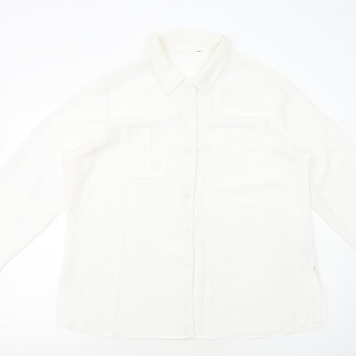 Berkertex Womens White Polyester Basic Button-Up Size 20 Collared