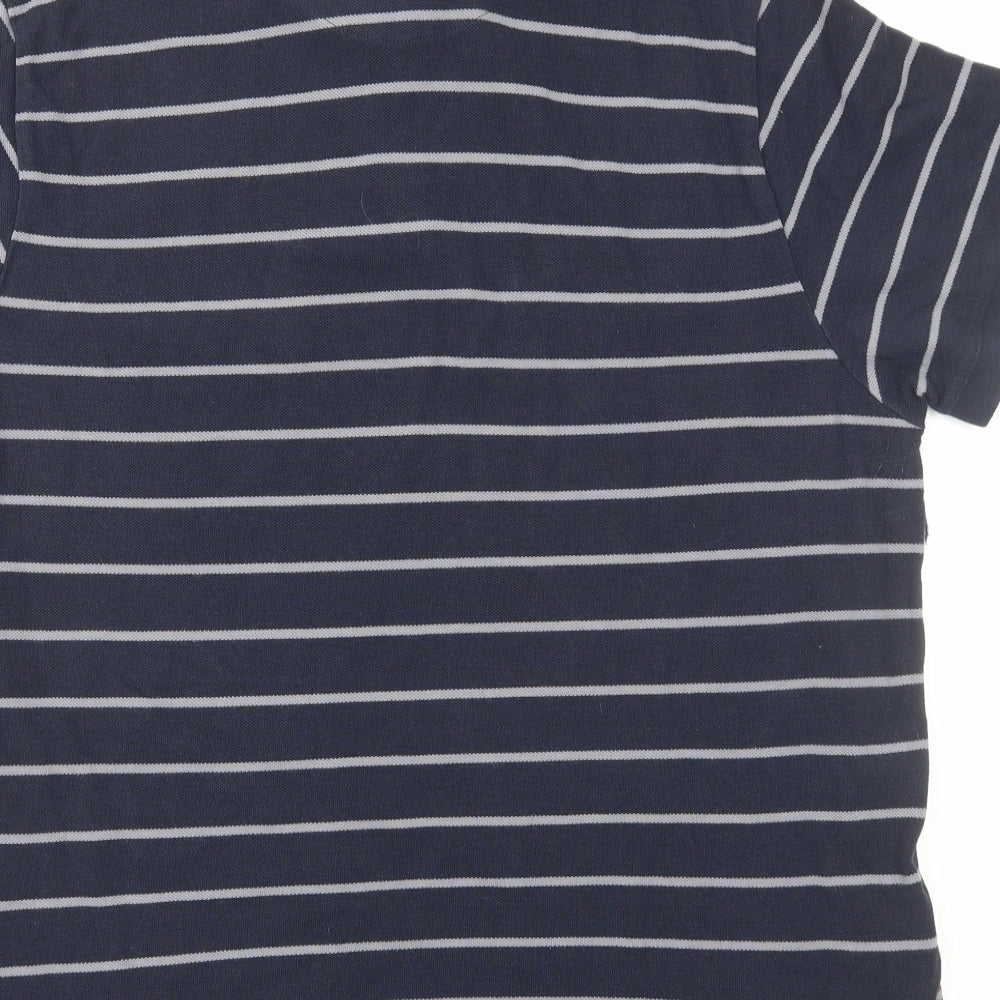 Easy Mens Blue Striped Cotton Polo Size 2XL Collared Pullover