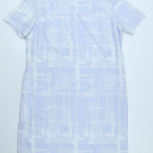 John Lewis Womens Purple Geometric Polyester Sheath Size 14 Round Neck Zip