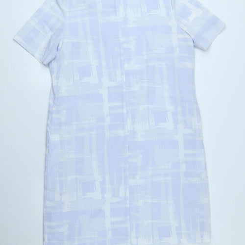 John Lewis Womens Purple Geometric Polyester Sheath Size 14 Round Neck Zip
