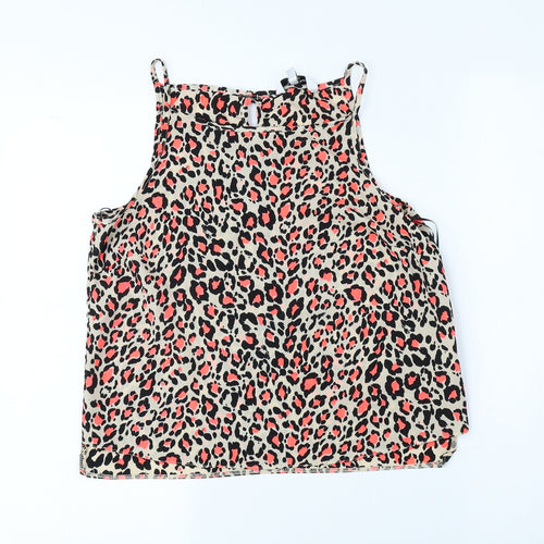New Look Womens Beige Animal Print Polyester Camisole Tank Size 8 Crew Neck - Cheetah Print