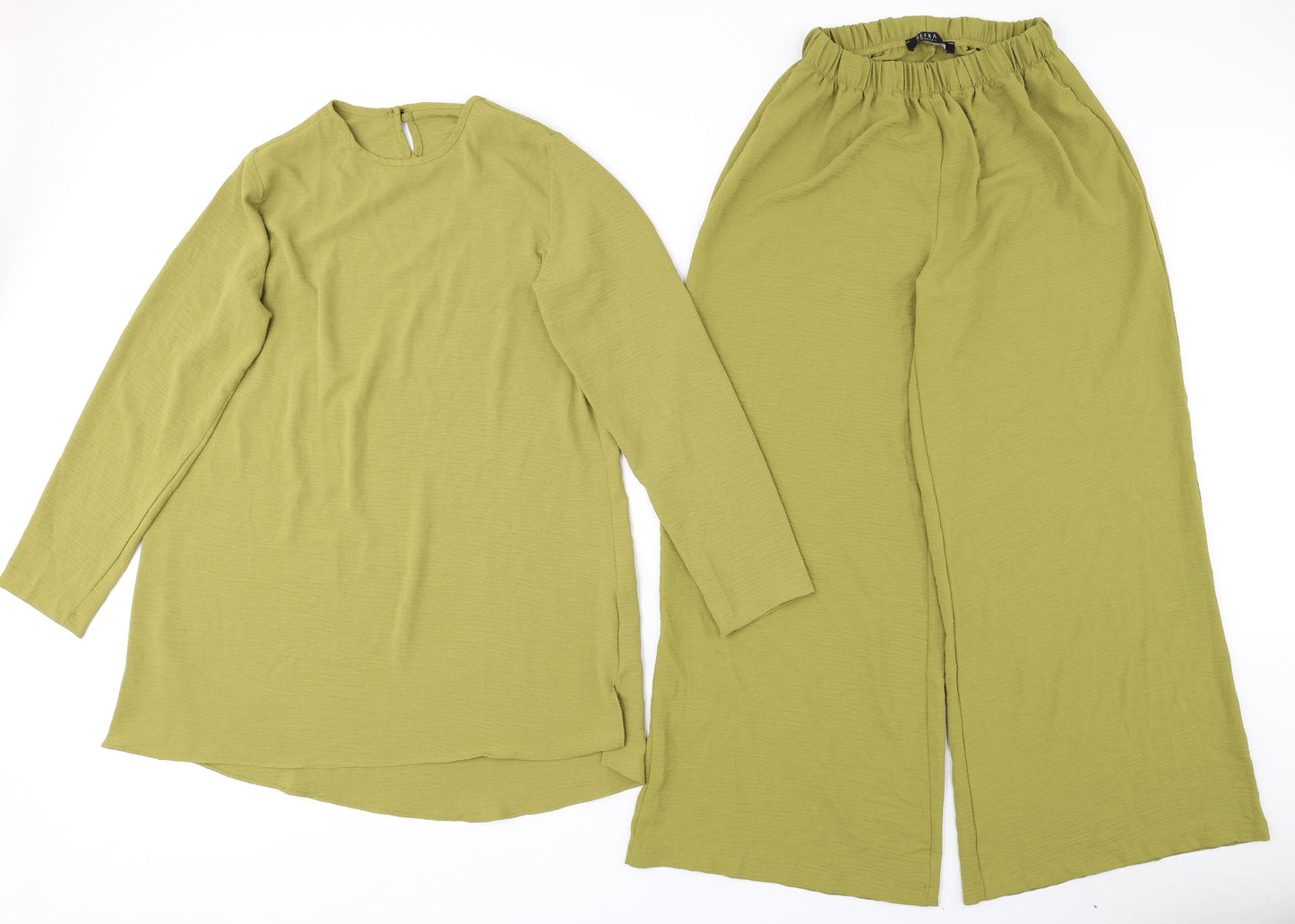 Refka Womens Green Solid Polyester Top Pyjama Set Size 10 Button