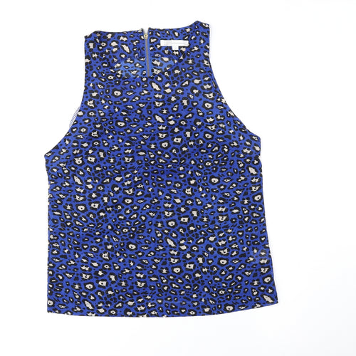 Glamorous Womens Blue Animal Print Polyester Camisole Tank Size S Boat Neck - Cheetah Print