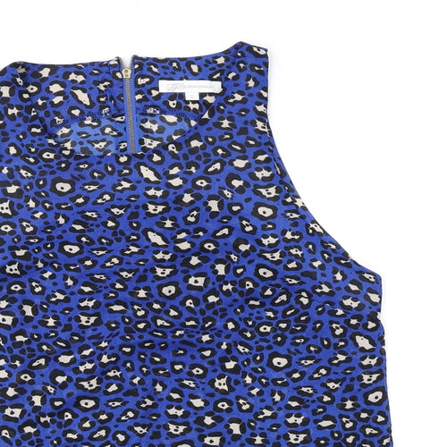 Glamorous Womens Blue Animal Print Polyester Camisole Tank Size S Boat Neck - Cheetah Print