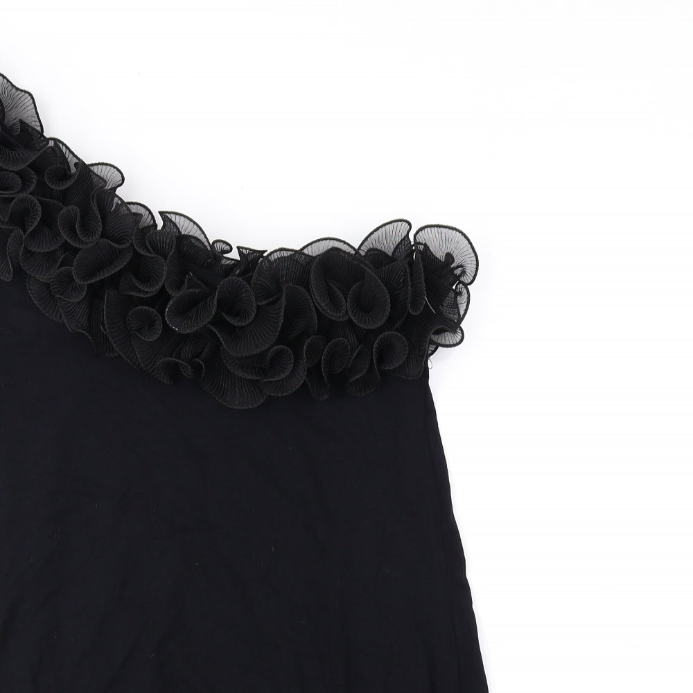 Preworn Womens Black Viscose Bodycon Size 10 One Shoulder Pullover - Elastic